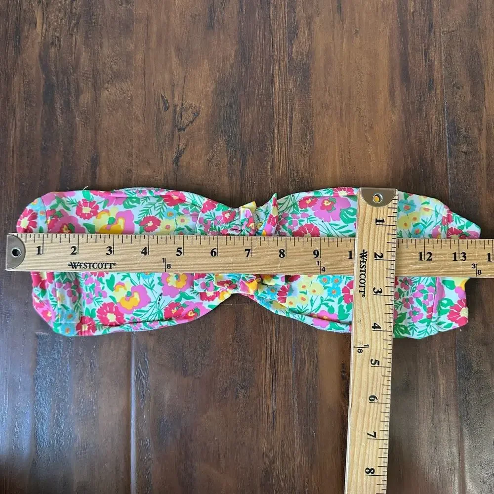 LILLY PULITZER Bandeau Bikini Top Floral Ruffled Padded Strapless